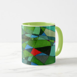 Leicht gebogene Formen in den coolen Grüntönen u Tasse