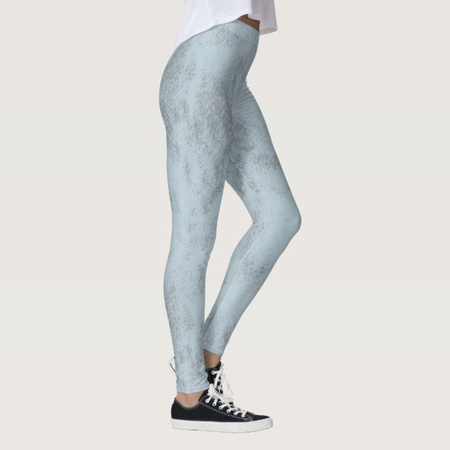 Leicht hellblaue Grunge Stift Blotches Leggings (Rechts)
