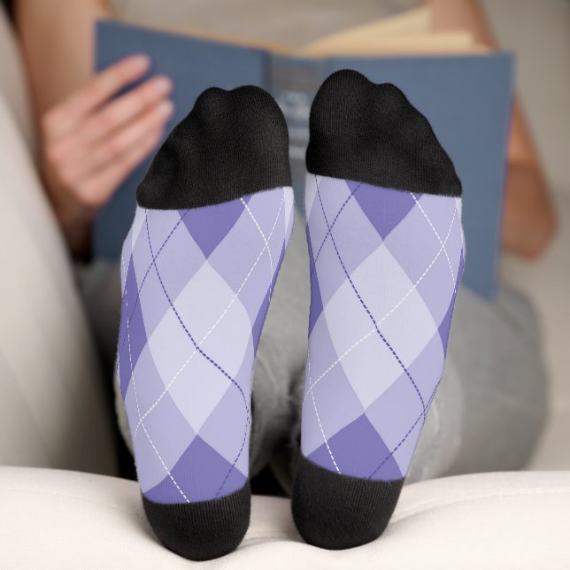 Leicht Lila Lilac Preppy Raute Muster Socken (Unterseite)