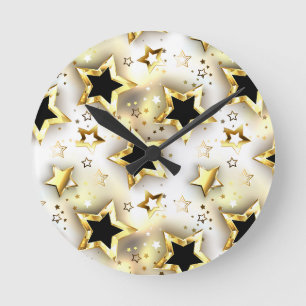 Leicht nahtlos mit goldenen Sternen Runde Wanduhr