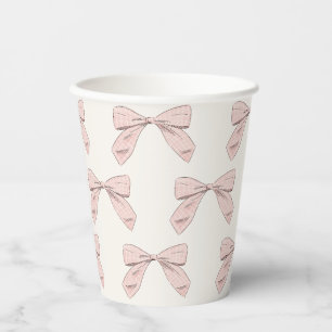 Leicht rosa Kariert Bow Elegante Girl Baby Dusche Pappbecher
