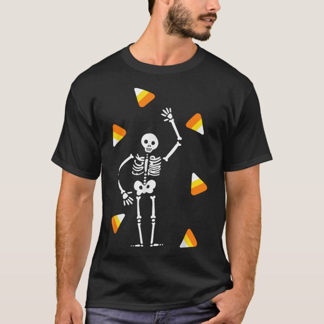 Leicht subtile Halloween Skeleton Candy Spooky T-Shirt (Vorderseite)