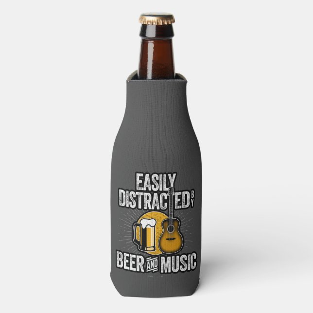 Leicht von Bier und Musik abgelenkt Flaschenkühler (Flaschenvorderseite)