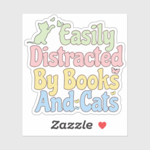 Leicht von Büchern und Katzen abgelenkt Aufkleber
