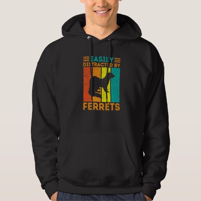 Leicht von Ferrets Ferret Tier abgelenkt Hoodie (Vorderseite)