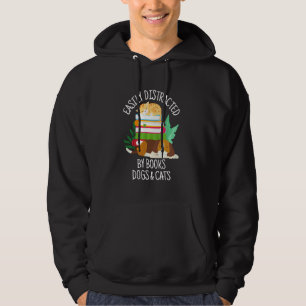 Leicht von Hunden abgelenkt Katzen und Bücher Tier Hoodie