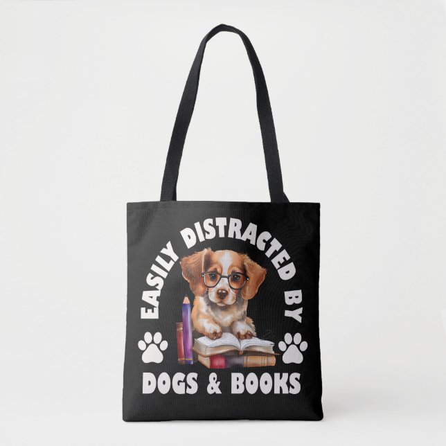 Leicht von Hunden und Büchern abgelenkt Tasche (Vorderseite)