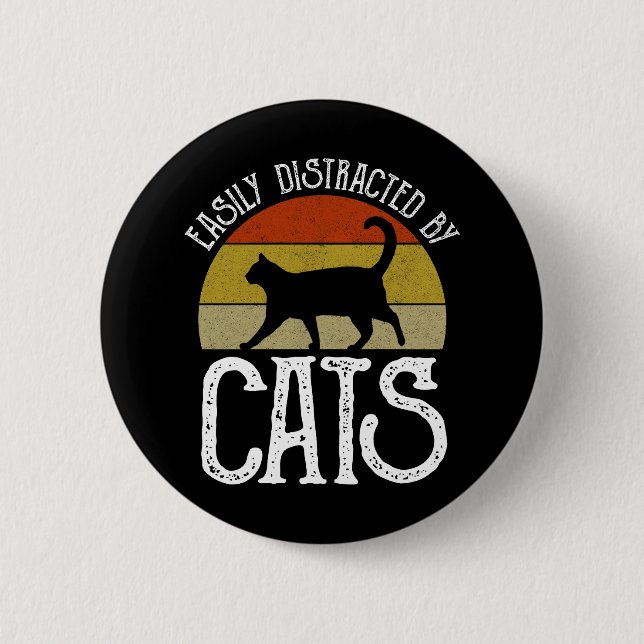 Leicht von Katzen abgelenkt Button (Vorderseite)