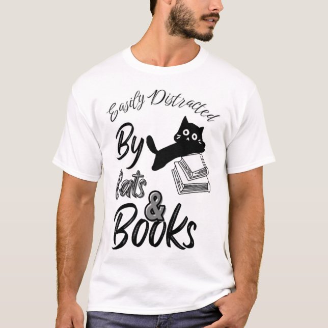 Leicht von Katzen & T - Shirt abgelenkt (Vorderseite)