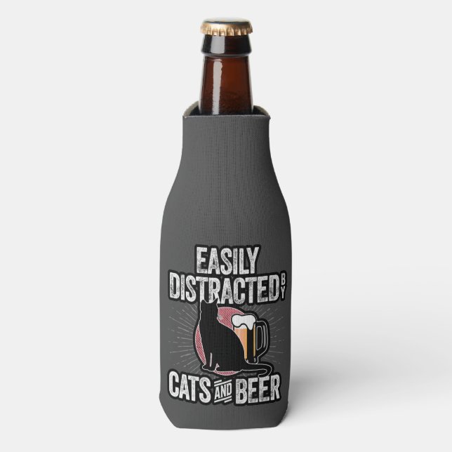 Leicht von Katzen und Bier abgelenkt Flaschenkühler (Flaschenvorderseite)