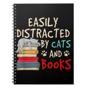 Leicht von Katzen und Büchern abgelenkt   Funny Ca Notizblock