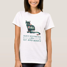 Leicht von Katzen und Büchern abgelenkt T-Shirt