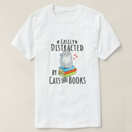 Leicht von Katzen und Büchern abgelenkt T-Shirt
