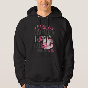 Leicht von Katzen und Erdbeermilch abgelenkt 1 Hoodie