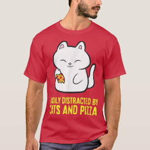 Leicht von Katzen und Pizza Kawaii Cat abgelenkt T-Shirt