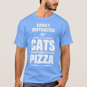 Leicht von Katzen und Pizza Premium abgelenkt T-Shirt