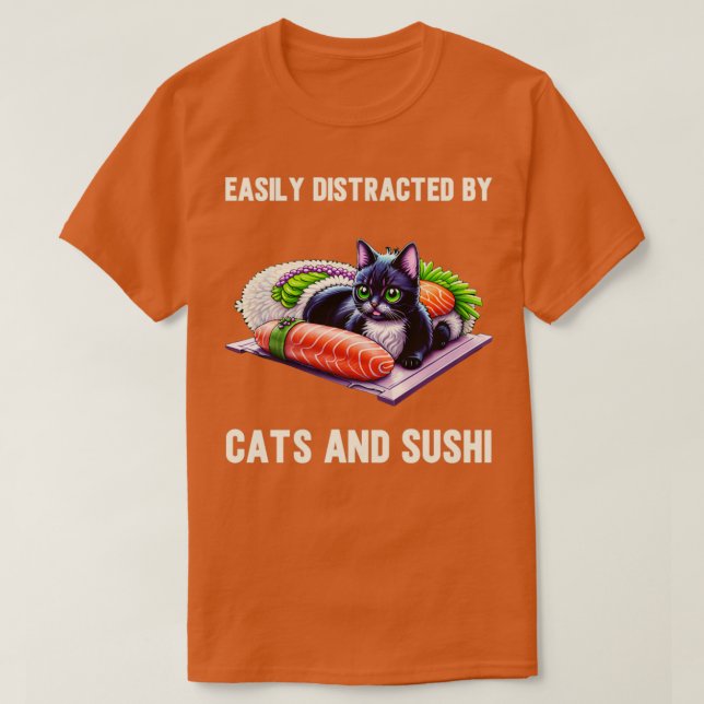Leicht von Katzen und Sushi Funny Sushi Ca abgelen T-Shirt (Design vorne)