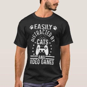 Leicht von Katzen und Videokatzen abgelenkt T-Shirt