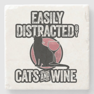 Leicht von Katzen und Wein abgelenkt Steinuntersetzer