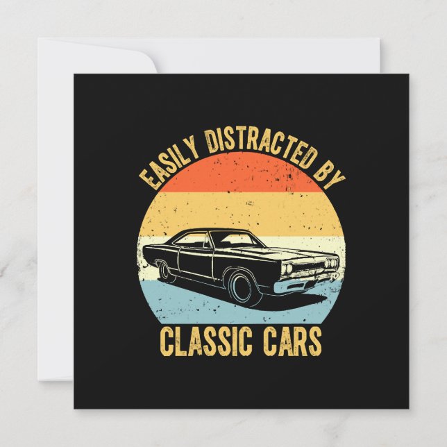 Leicht von klassischen Autos abgelenkt Einladung (Rückseite)
