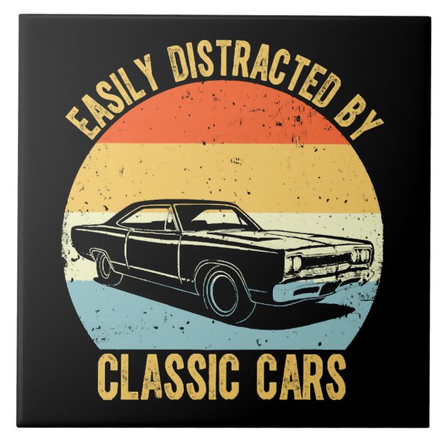 Leicht von klassischen Autos abgelenkt Fliese (Vorderseite)