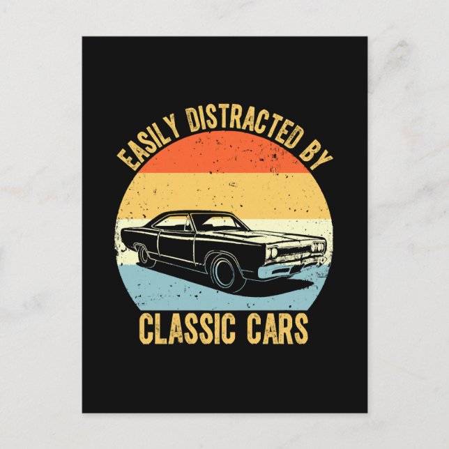 Leicht von klassischen Autos abgelenkt Postkarte (Vorderseite)