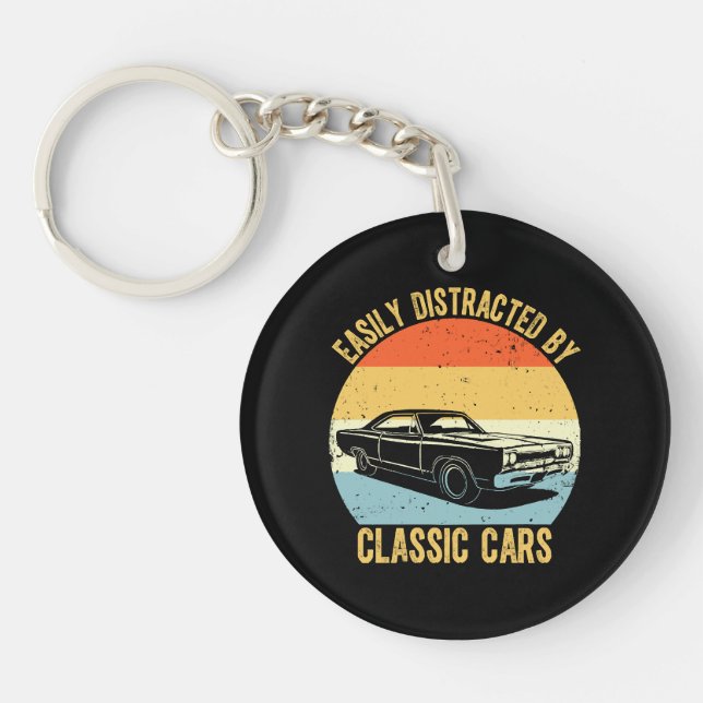 Leicht von klassischen Autos abgelenkt Schlüsselanhänger (Vorderseite)