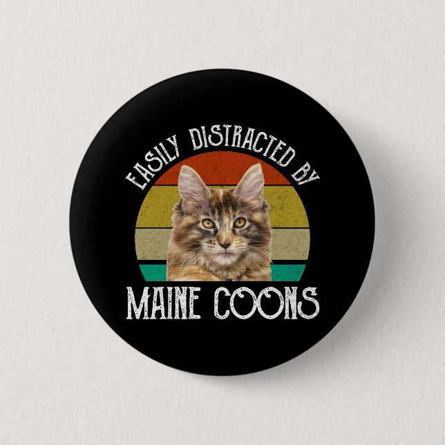 Leicht von Maine-Coons abgelenkt Button (Vorderseite)