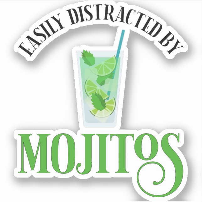 Leicht von Mojitos abgelenkt Aufkleber (Vorderseite)
