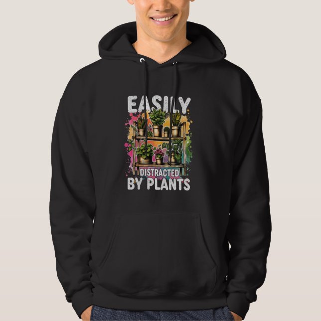 Leicht von Pflanze abgelenkt Funny Gardeni Hoodie (Vorderseite)