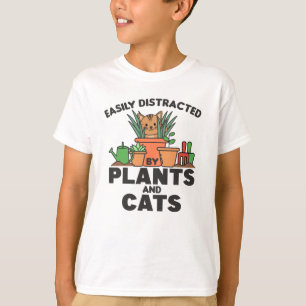 Leicht von Pflanze und Katzen abgelenkt süße Katze T-Shirt