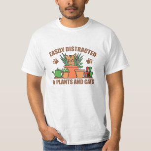 Leicht von Pflanze und Katzen abgelenkt süße Katze T-Shirt