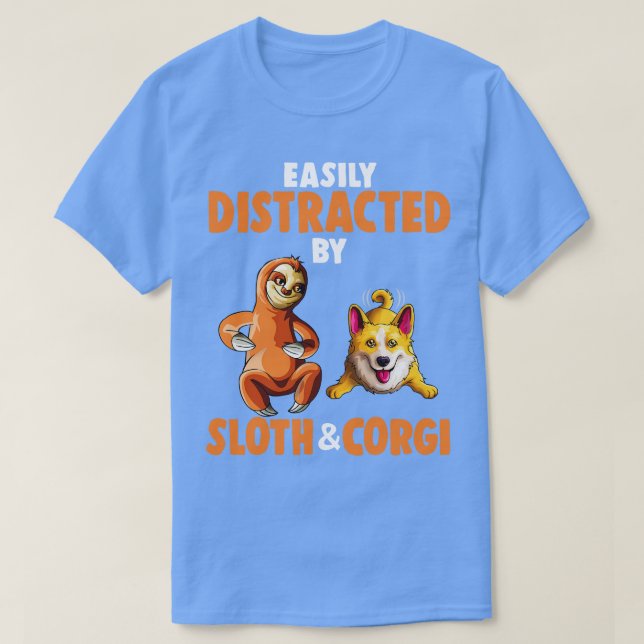Leicht von Sloths und Corgi Welsh Dogs L T-Shirt (Design vorne)