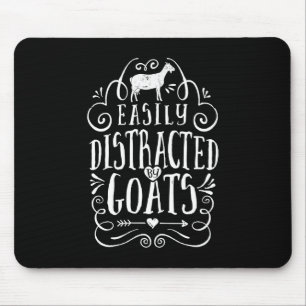 Leicht von Ziegen abgelenkt Funny Goat Lover Gesch Mousepad