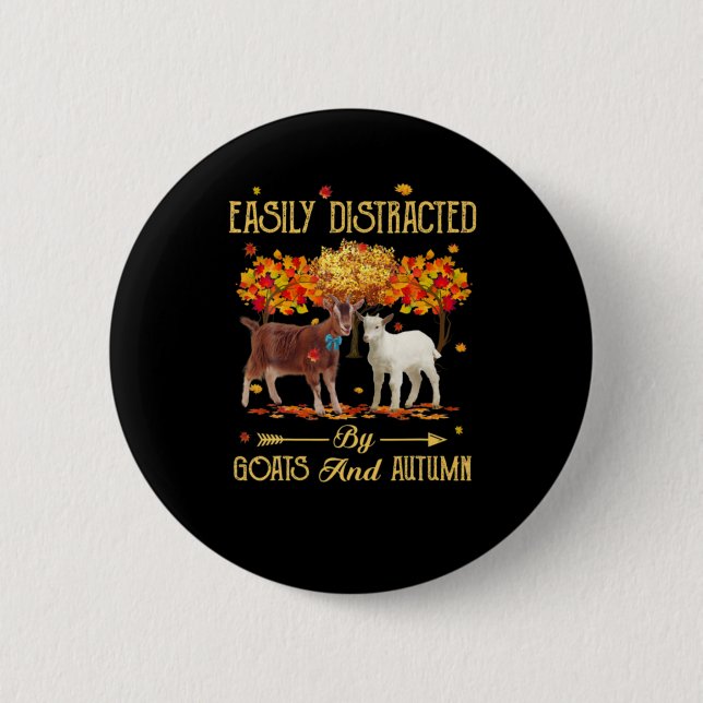 Leicht von Ziegen abgelenkt und Herbstsaison Button (Vorderseite)