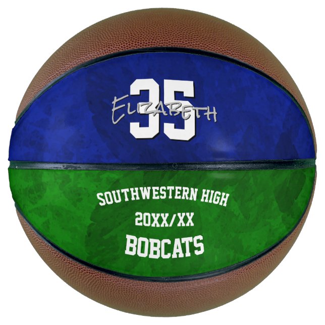 leicht zu personalisierende blaugrüne Basketballge Basketball (Vorderseite)