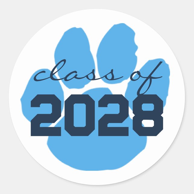 Leichtblauer Abschluss mit Navy Paw Runde Sticker (Von Creator hochgeladen)