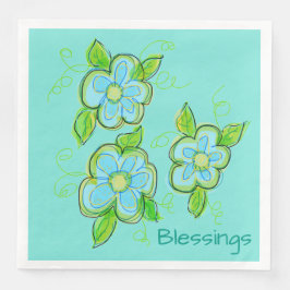 Leichte Aquamarine Flower Napkins Serviette