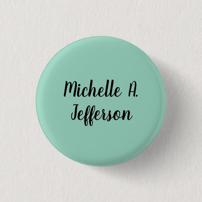 Leichte Aquamarine Handschrift Creative Trendy Nam Button (Vorderseite)