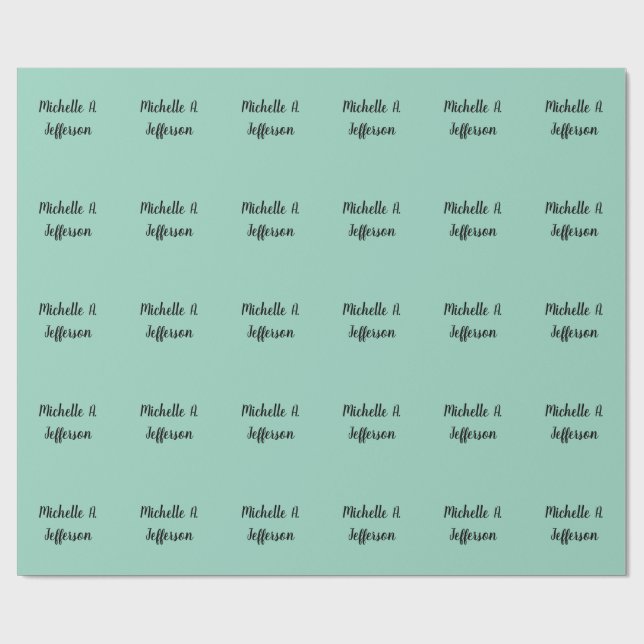 Leichte Aquamarine Handschrift Creative Trendy Nam Geschenkpapier (Flach)
