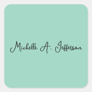 Leichte Aquamarine Handschrift Creative Trendy Nam Quadratischer Aufkleber