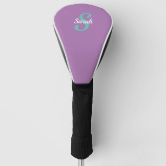 Leichte Aquamarine Monogramm und weißer Name auf L Golf Headcover