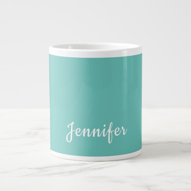 Leichte Aquamarine Trendy Moderne Minimalistische  Jumbo-Tasse (Vorderseite)