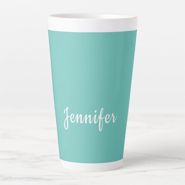 Leichte Aquamarine Trendy Moderne Minimalistische  Milchtasse (Vorderseite)