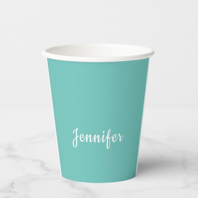 Leichte Aquamarine Trendy Moderne Minimalistische  Pappbecher (Vorderseite)