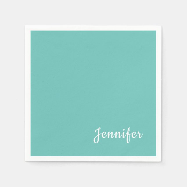 Leichte Aquamarine Trendy Moderne Minimalistische  Serviette (Vorderseite)