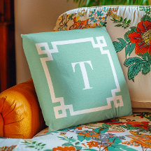 Leichte Aquamarine und weiße griechische Schlüssel