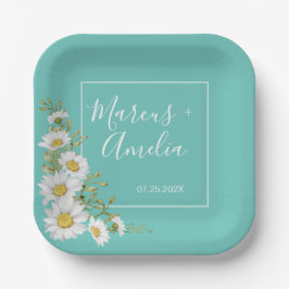 Leichte Aquamarine und weiße Hochzeiten Pappteller