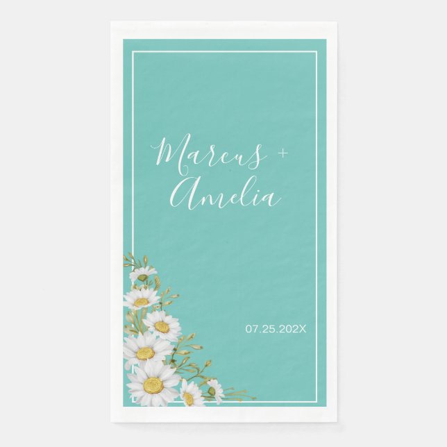 Leichte Aquamarine und weiße Hochzeiten Serviette (Vorderseite)