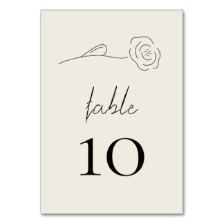 Leichte Beige Minimalistische Blume Tischnummer